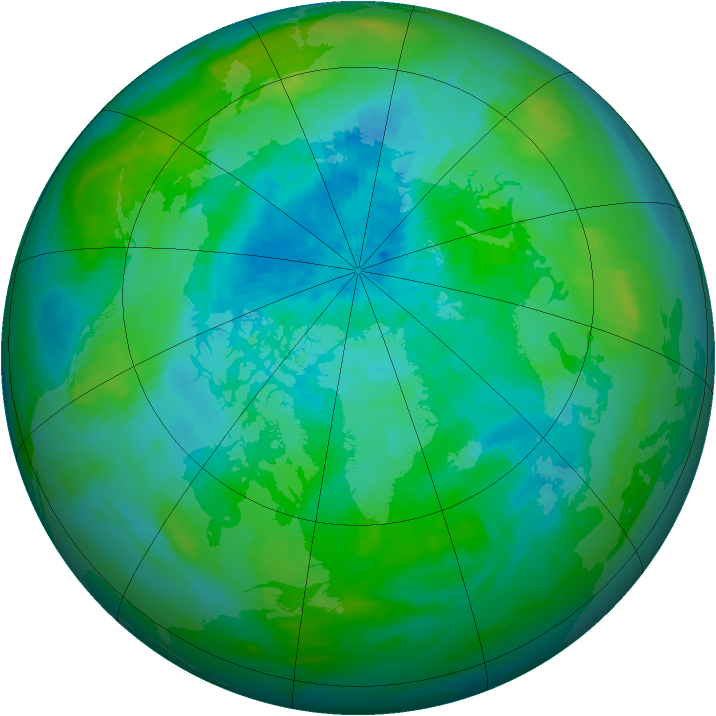 Arctic ozone map for 13 September 1991